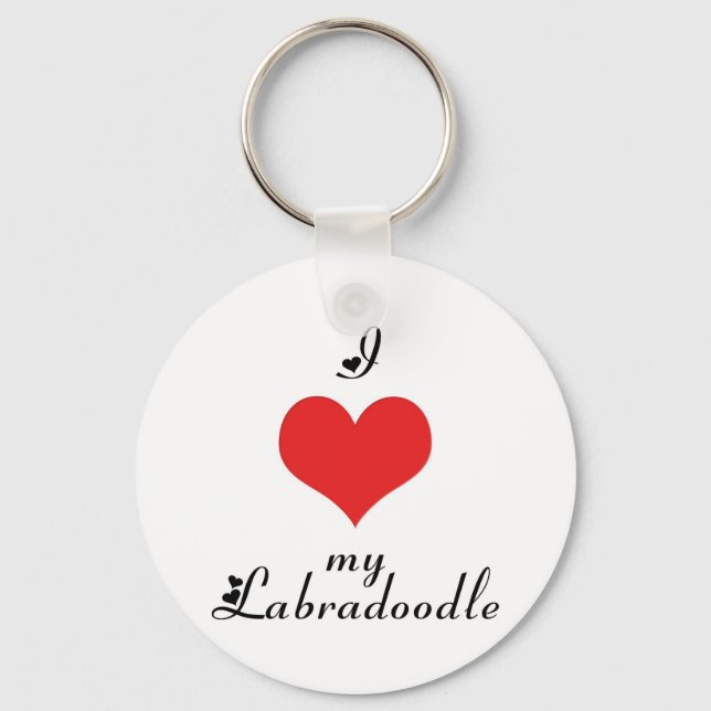 I Heart My Labradoodle Keychain (Front)