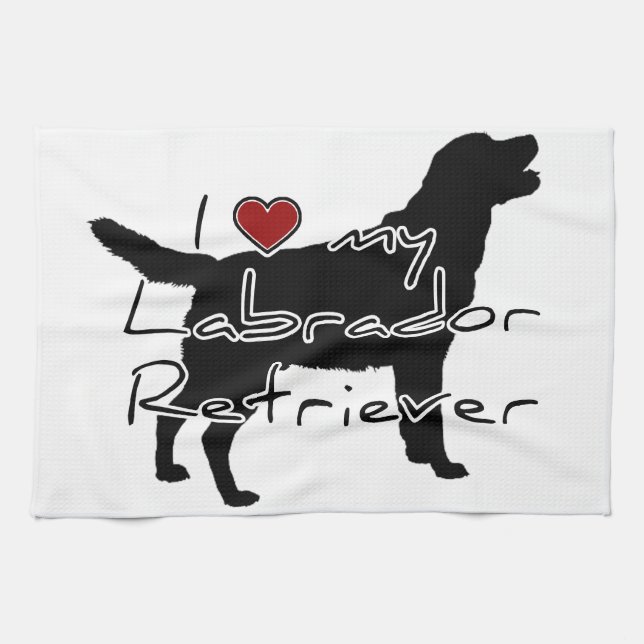 I "heart" my Labrador Retriever" words with graphi Tea Towel (Horizontal)
