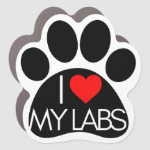 “I *heart* My Labs” Paw Print Car Magnet