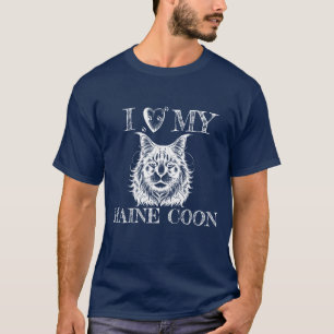 I Heart My Maine Coon, Cat Pawprints White T-Shirt