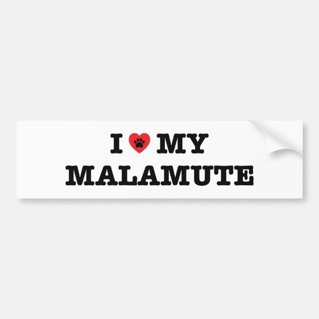 I Heart My Malamute Bumper Sticker (Front)