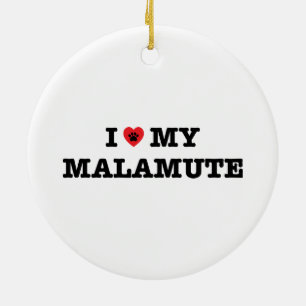 I Heart My Malamute Ceramic Ornament