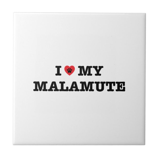 I Heart My Malamute Ceramic Tile (Front)