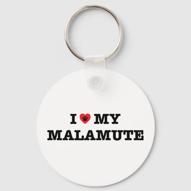I Heart My Malamute Key Ring (Front)