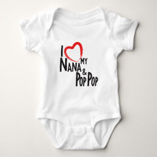 I HEART my Nana and Pop Pop, love my grandparents Baby Bodysuit