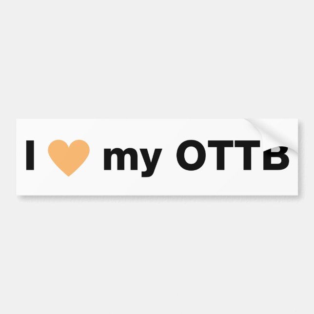 I heart my OTTB - Bumper sticker in white (Front)