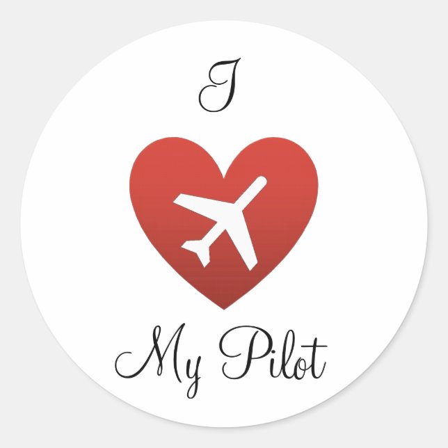 I Heart My Pilot Classic Round Sticker (Front)