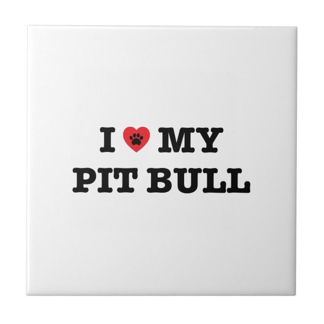 I Heart My Pit Bull Ceramic Tile (Front)