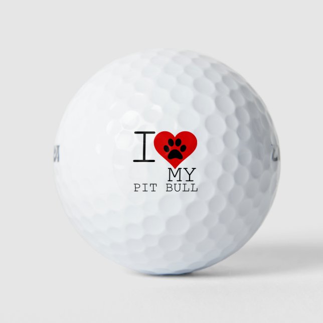 I HEART MY PIT BULL GOLF BALLS (Front)