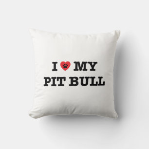 I Heart My Pit Bull Throw Pillow