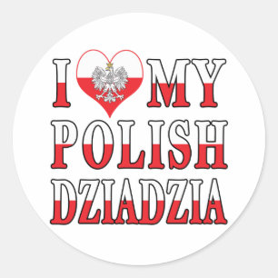 I Heart My Polish Dziadzia Classic Round Sticker