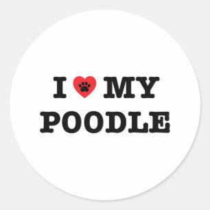 I Heart My Poodle Sticker
