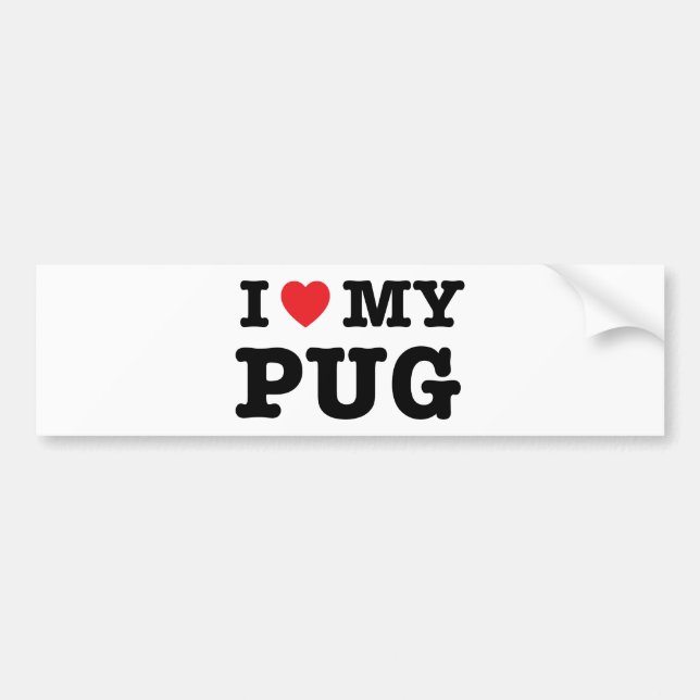 I Heart My Pug Bumper Sticker (Front)