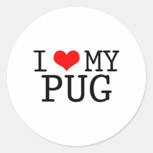 I Heart My Pug Classic Round Sticker