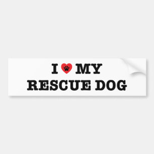 I Heart My Rescue Dog Bumper Sticker