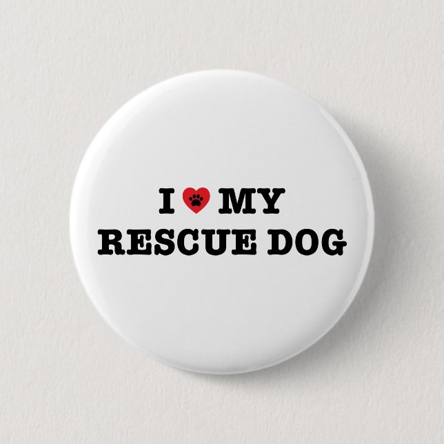 I Heart My Rescue Dog Button (Front)