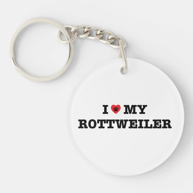 I Heart My Rottweiler Acrylic Keychain (Front)