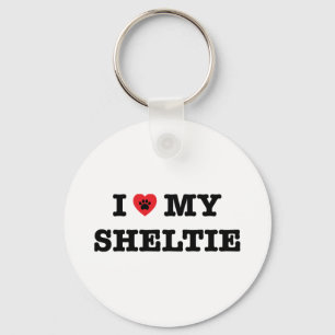 I Heart My Sheltie Button Keychain