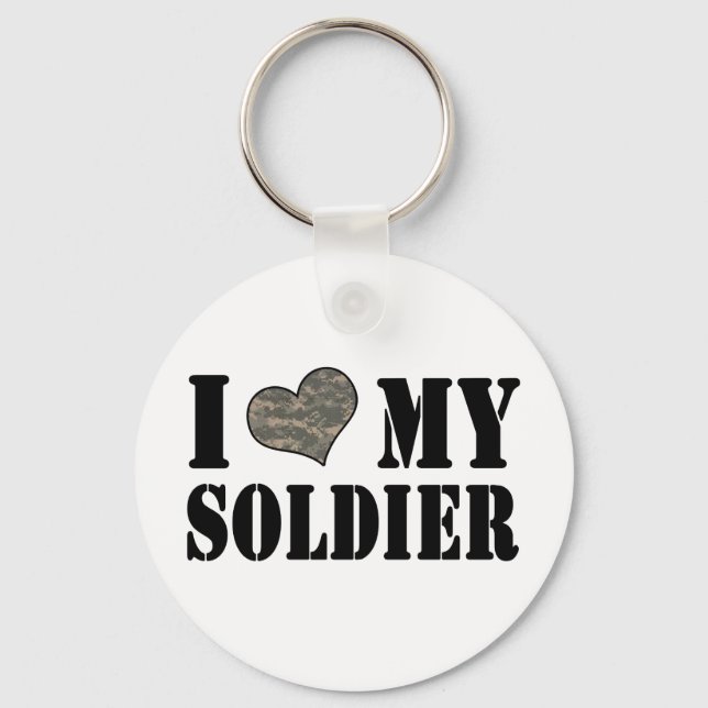 I Heart My Soldier Key Ring (Front)
