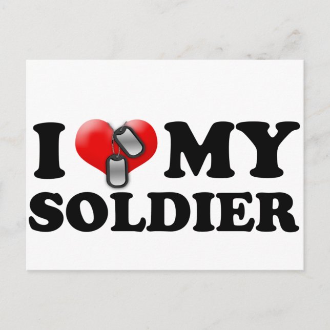 I (Heart) My Soldier Postcard (Front)