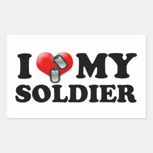 I (Heart) My Soldier Rectangular Sticker