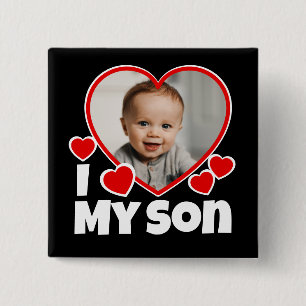 I Heart My Son Personalised Photo 15 Cm Square Badge