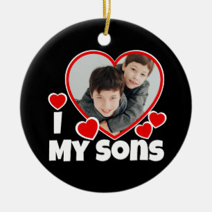 I Heart My Sons Personalised Photo Ceramic Ornament