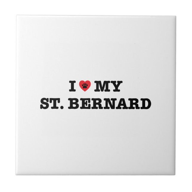 I Heart My St Bernard Ceramic Tile (Front)
