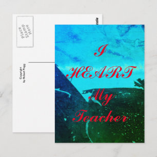 "I Heart My Teacher" appreciation postcard