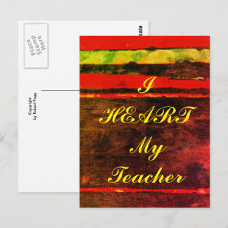 "I Heart My Teacher" appreciation postcard