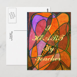 "I Heart My Teacher" appreciation postcard