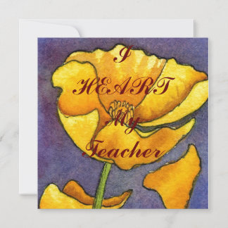 "I Heart My Teacher" appreciation postcard