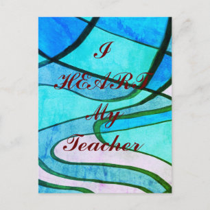 "I Heart My Teacher" appreciation postcard