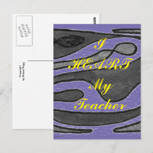 "I Heart My Teacher" appreciation postcard