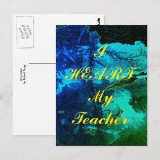"I Heart My Teacher" appreciation postcard