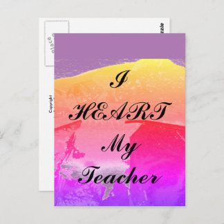 "I Heart My Teacher"  appreciation postcard