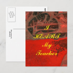 "I Heart My Teacher" appreciation postcard