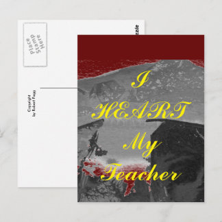 "I Heart My Teacher" appreciation postcard