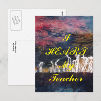 "I Heart My Teacher" appreciation postcard
