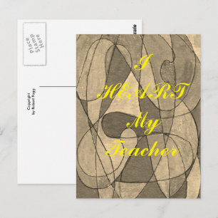 "I Heart My Teacher" appreciation postcard
