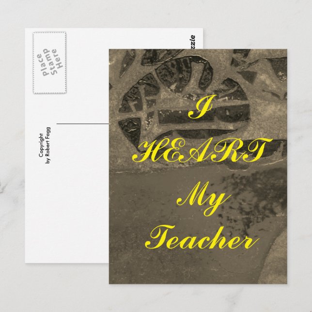 "I Heart My Teacher"  appreciation postcard (Front/Back)