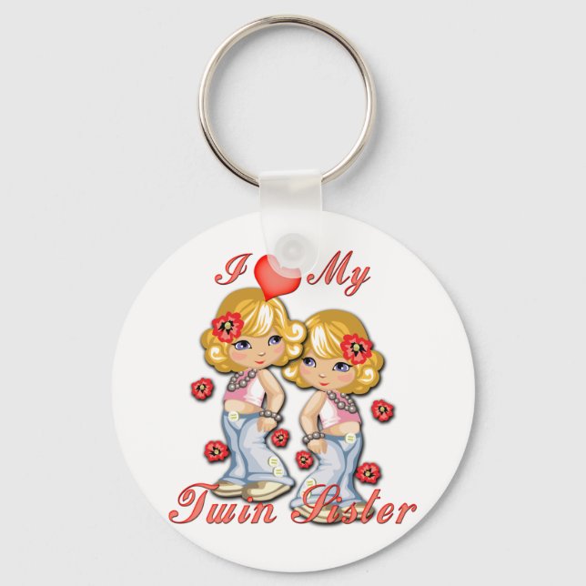 I (Heart) my Twin Sister Key Ring (Front)
