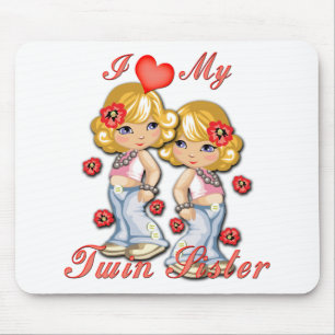 I (Heart) my Twin Sister Mouse Pad