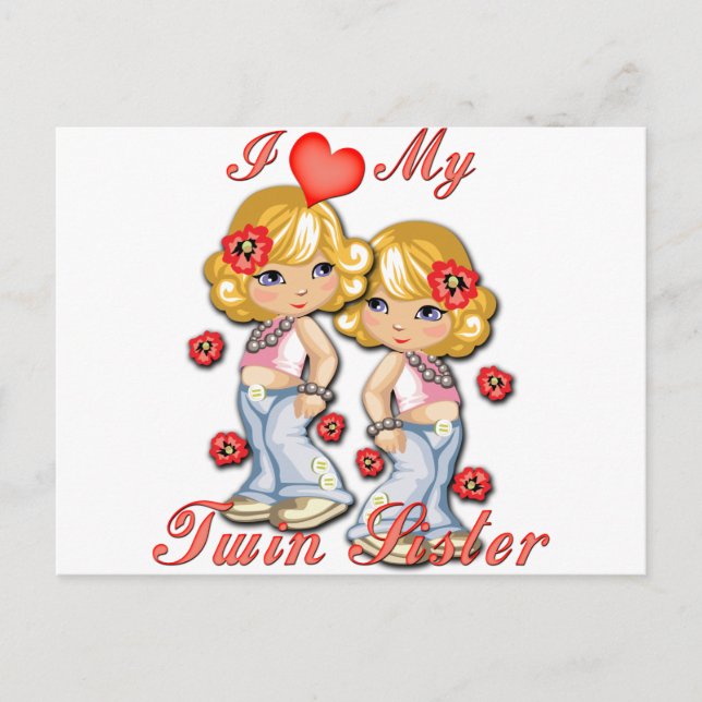 I (Heart) my Twin Sister Postcard (Front)