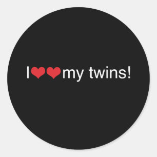 I Heart My Twins Classic Round Sticker