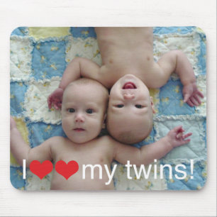 I Heart My Twins Photo Mousepad