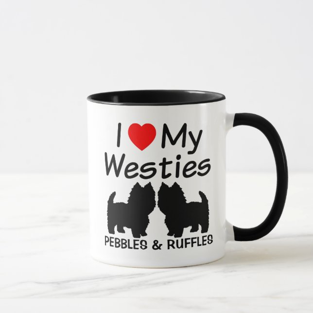 I Heart My Two Westie Dogs Mug (Right)