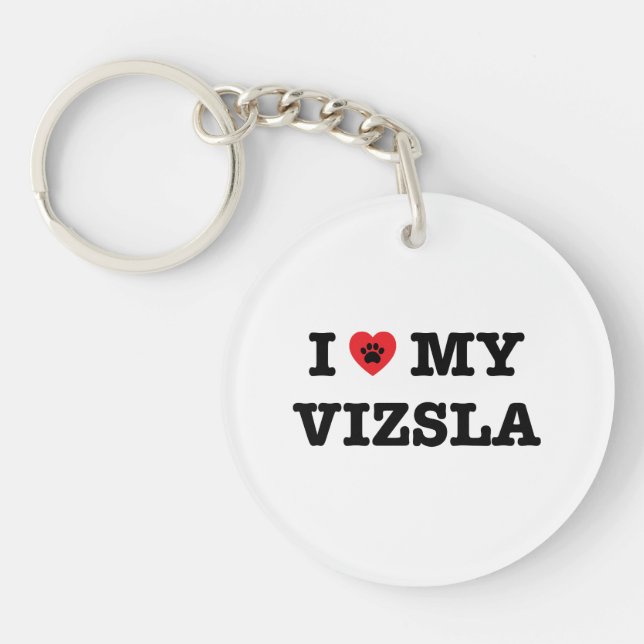 I Heart My Vizsla Acrylic Keychain (Front)