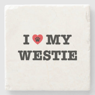 I Heart My Westie Stone Coaster