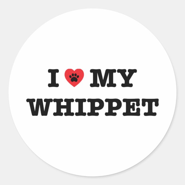 I Heart My Whippet Stickers (Front)